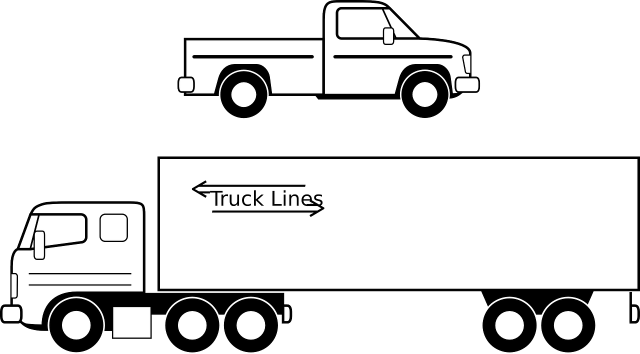 Pickup Box Truck And Semi Trailer Delivery Vehicle Drawings PNG Truck Collection Illustration