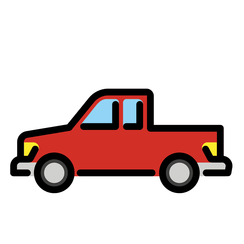 Red Cartoon Compact Pickup Truck Side View PNG Mini Truck Clipart