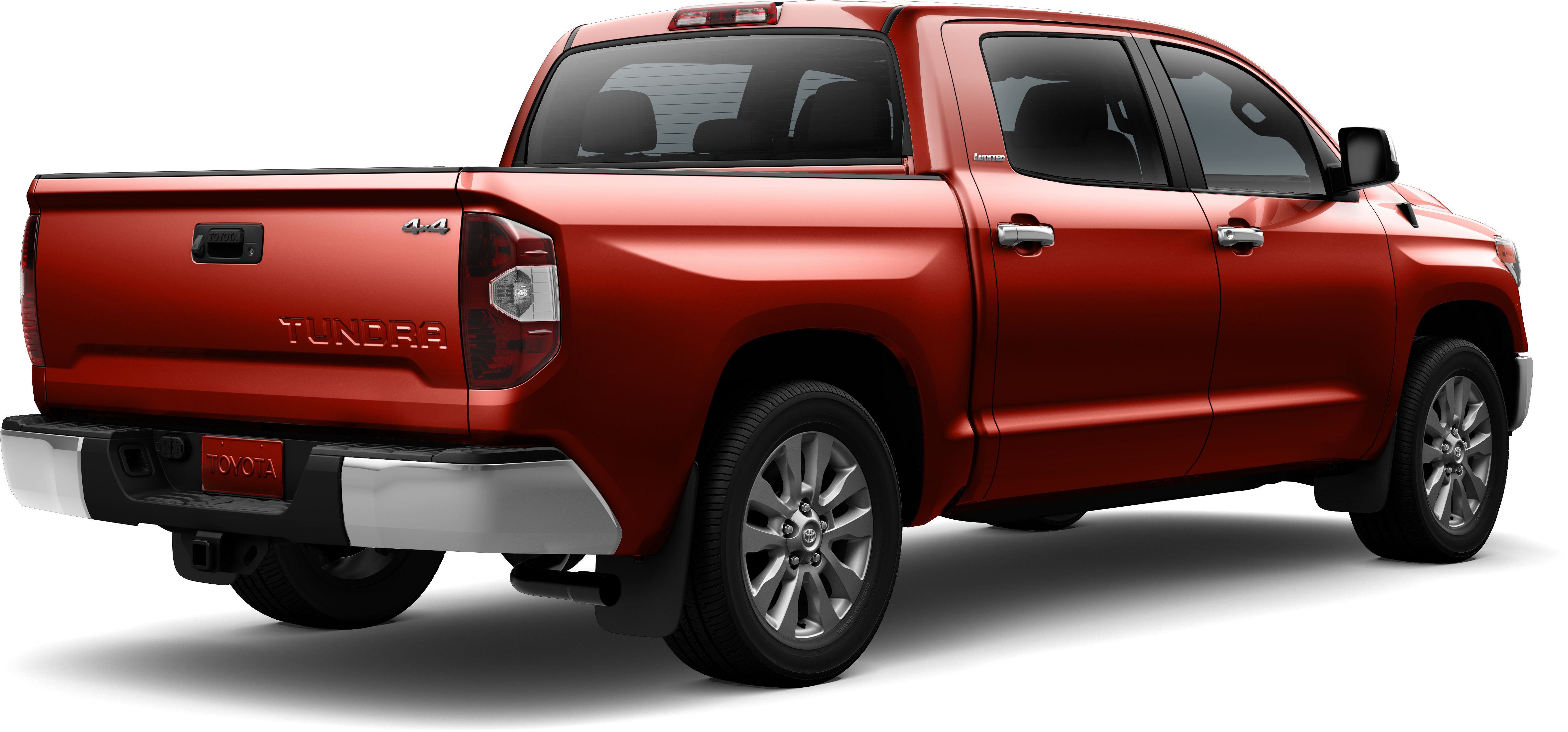 Red Pickup Truck Rear Three Quarter View Transparent Background PNG Image