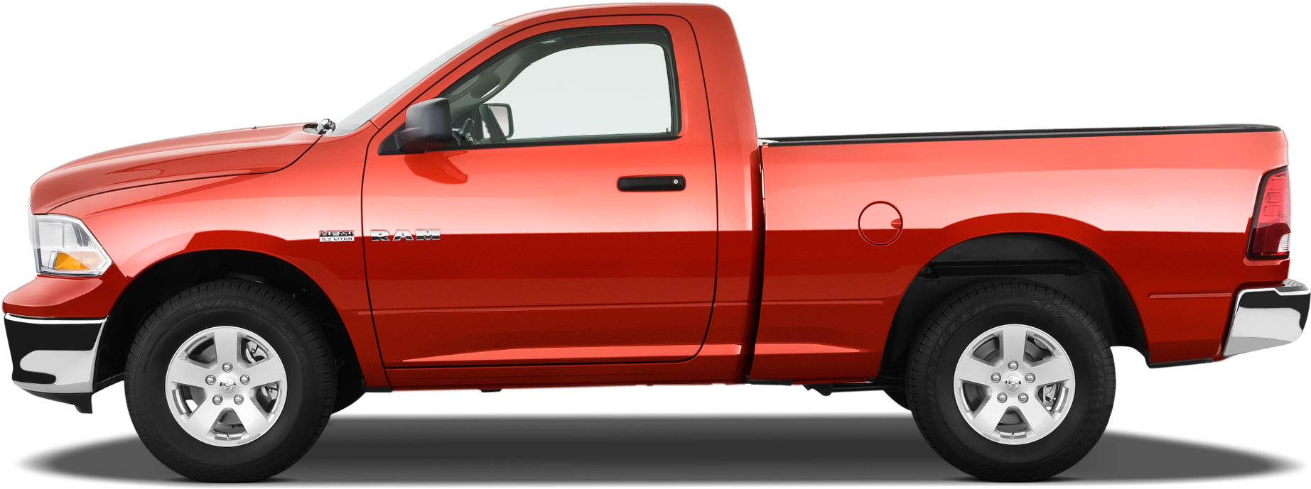 Red Pickup Truck Side View With Chrome Bumper PNG Truck Product Image