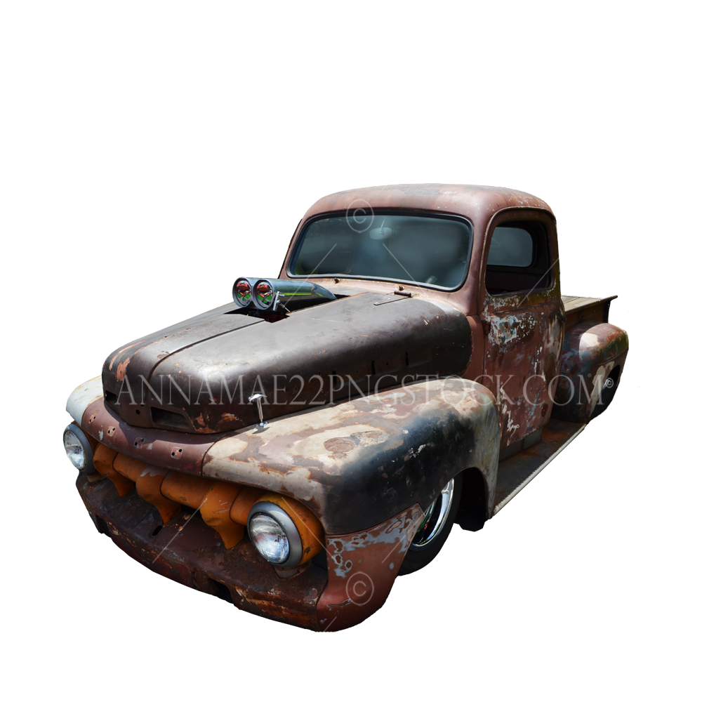 Rusty Brown Old Pickup Truck Front Side View Classic Pickup PNG Image