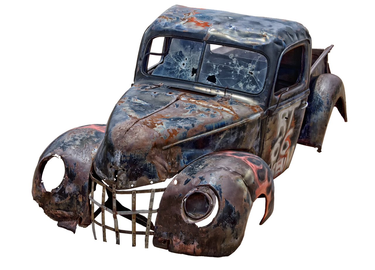 Rusty Custom Rat Rod Pickup Truck With Exposed Engine PNG Vintage Truck Illustration