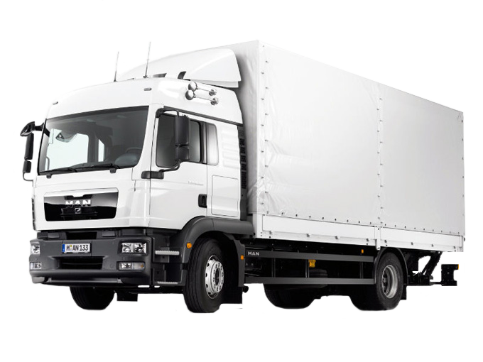 White Box Delivery Truck With Long Cargo Body PNG Commercial Vehicle Graphic
