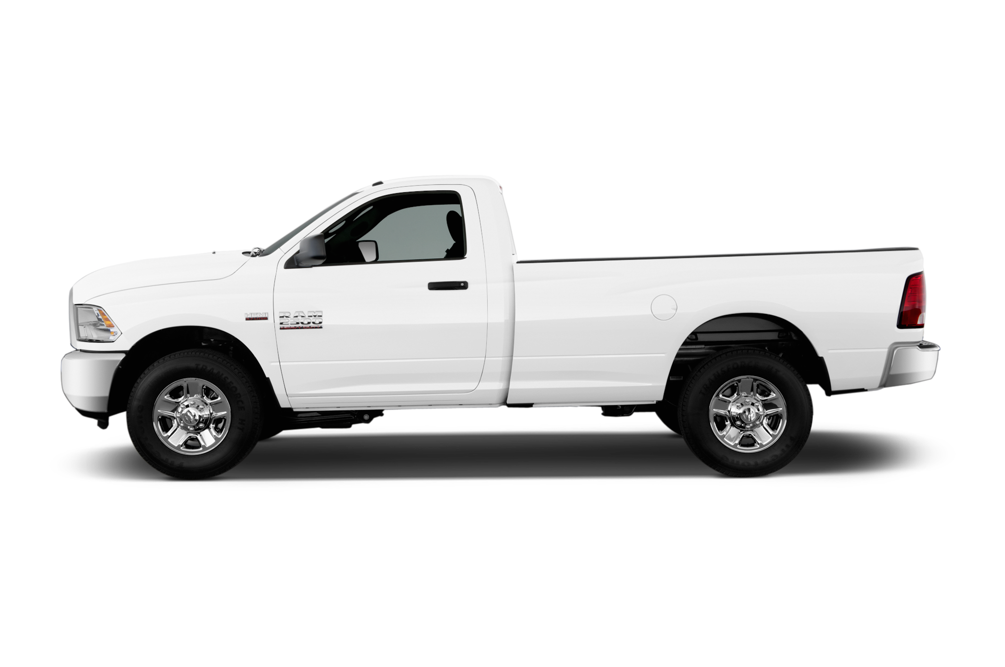 White Work Pickup Truck With Long Open Cargo Bed PNG Utility Vehicle Image