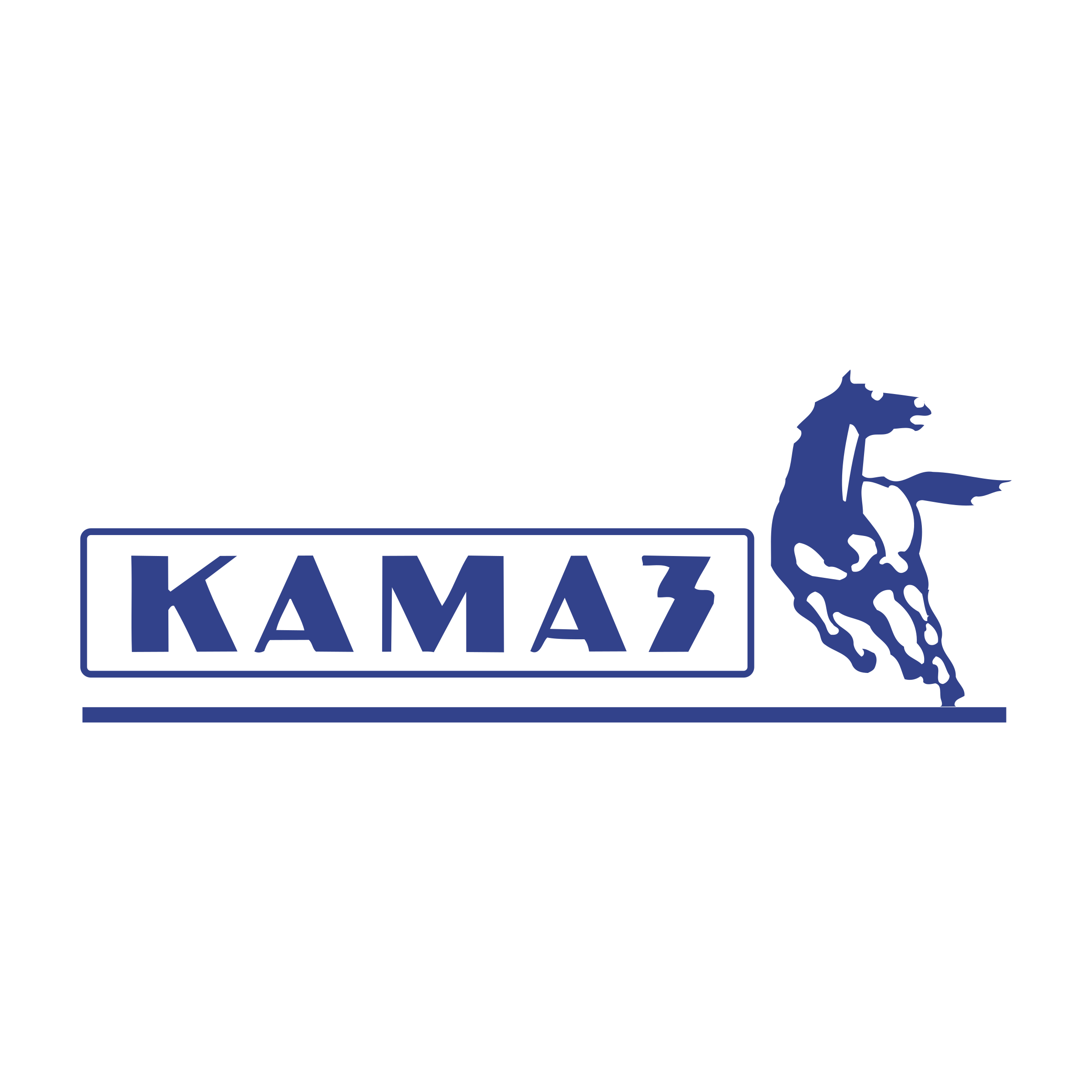 Blue Kamaz Horizontal Wordmark And Horse Logo Transparent PNG Artwork