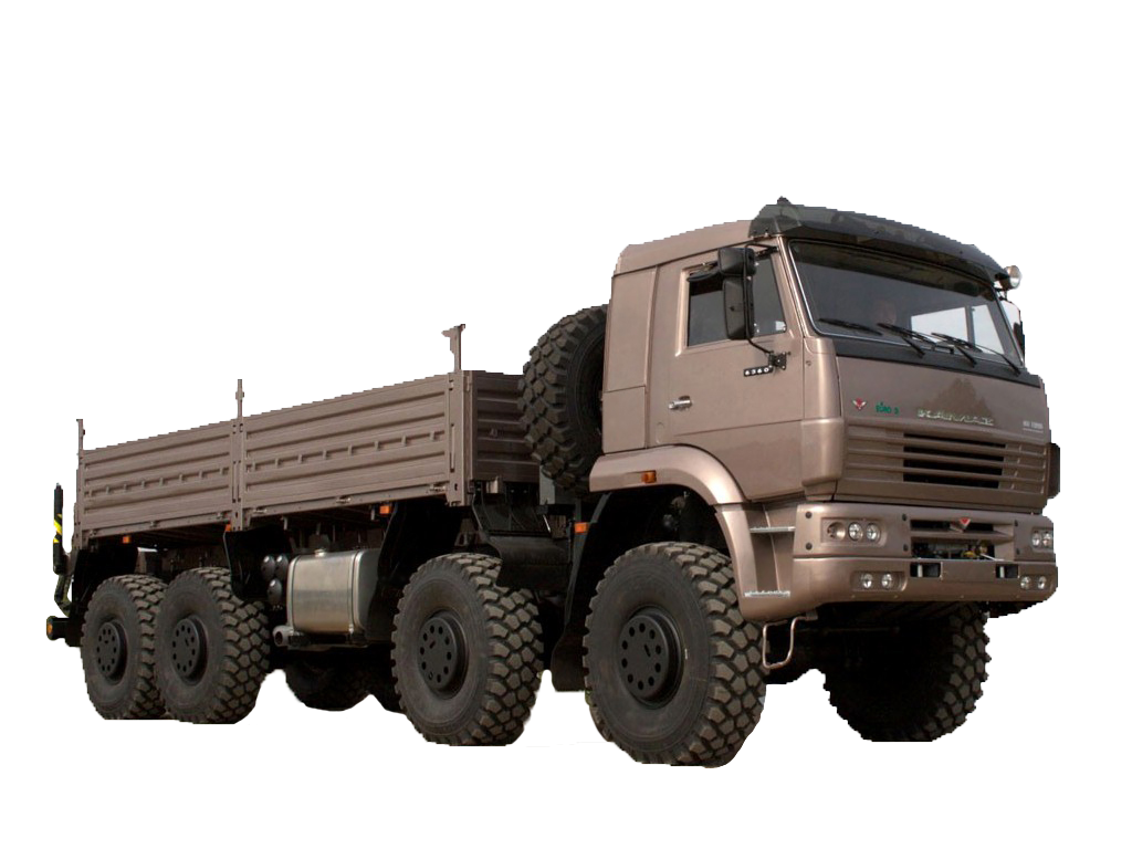 Brown Kamaz Heavy Cargo Flatbed Truck With Side Panels PNG Vehicle Graphic
