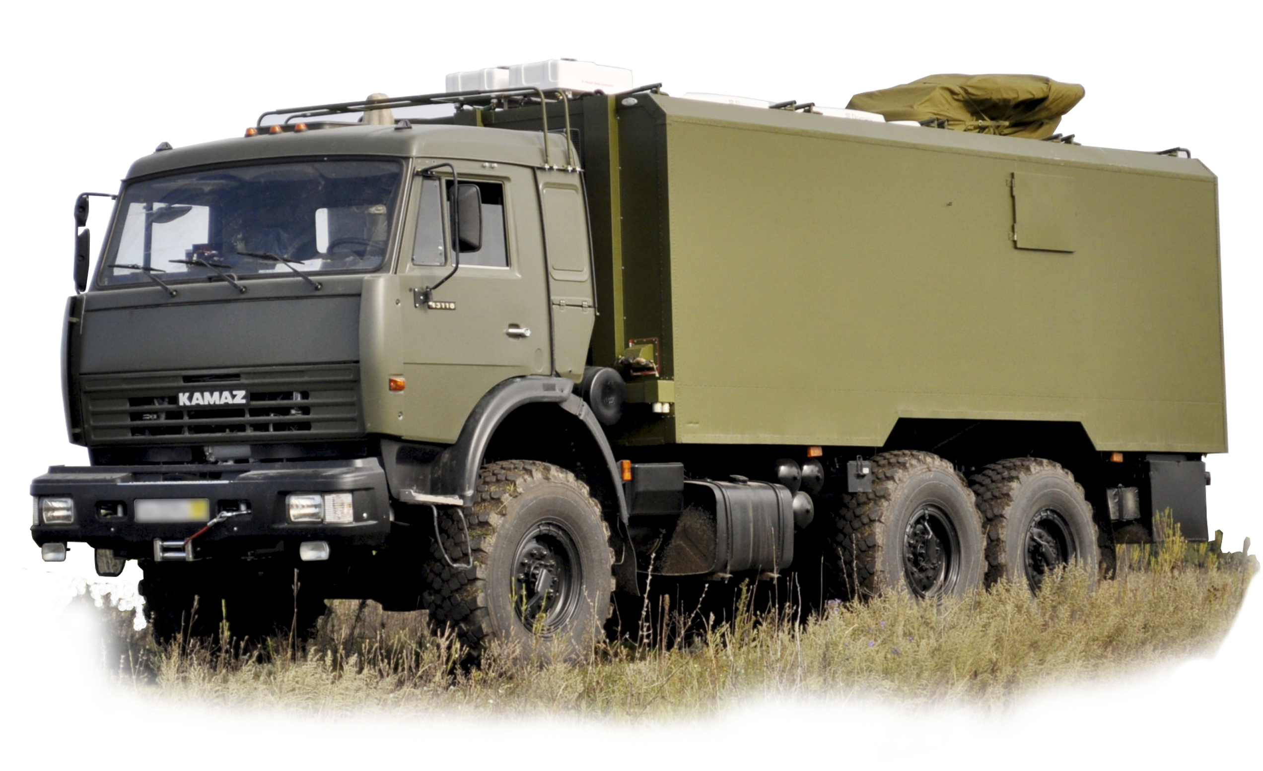Olive Green Kamaz Military Cargo Truck With Canvas Body PNG Vehicle Graphic