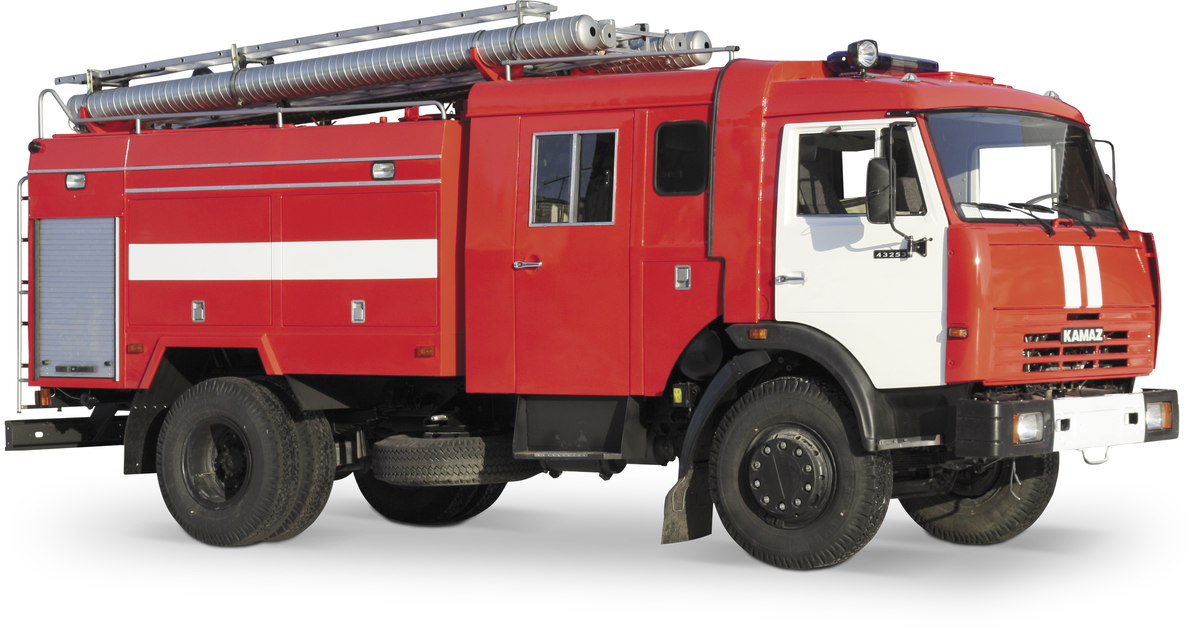 Red Kamaz Fire Engine Rescue Truck With Equipment PNG Illustration