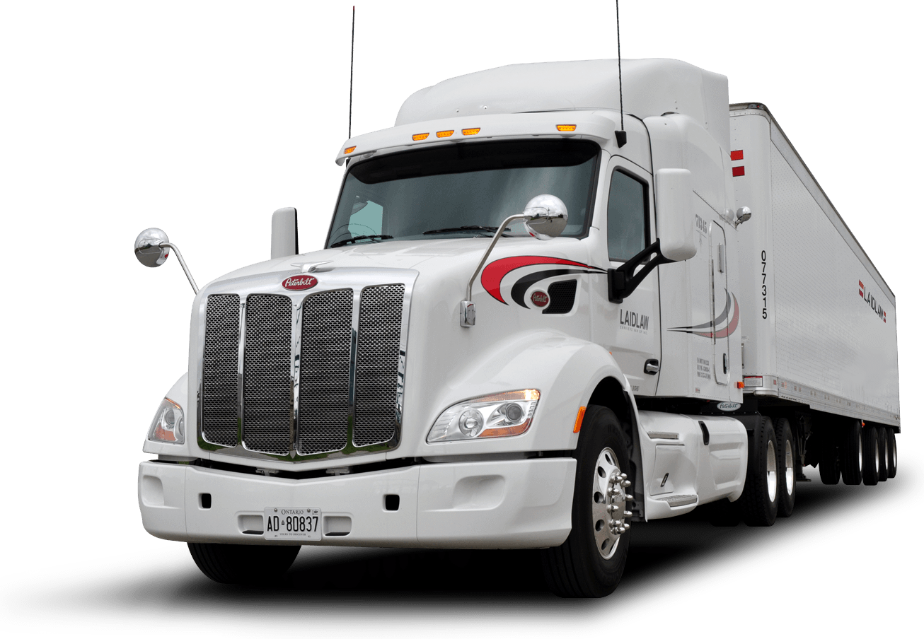 White American Sleeper Semi Truck With Enclosed Trailer PNG Image