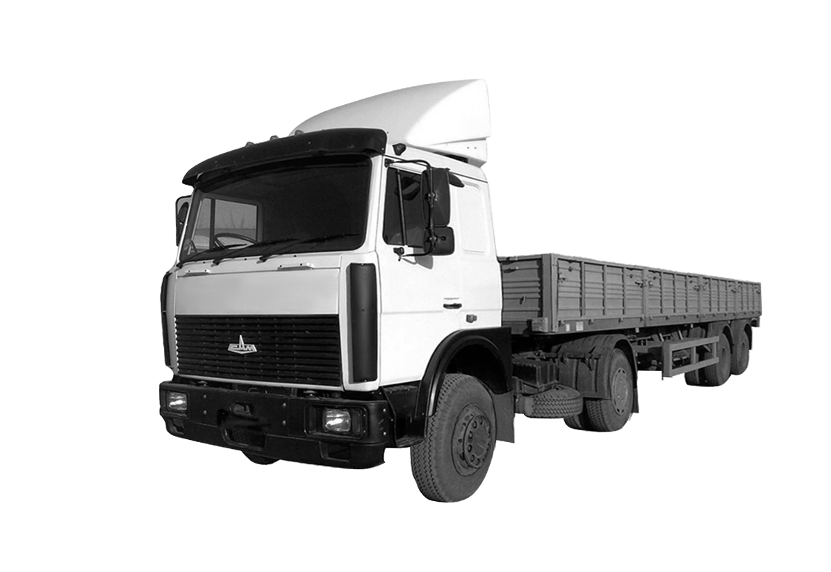 White Kamaz Flatbed Truck With Black Cargo Bed PNG Vehicle Illustration