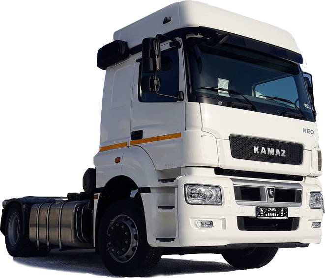 White Kamaz Long Haul Semi Truck Tractor Isolated PNG Image