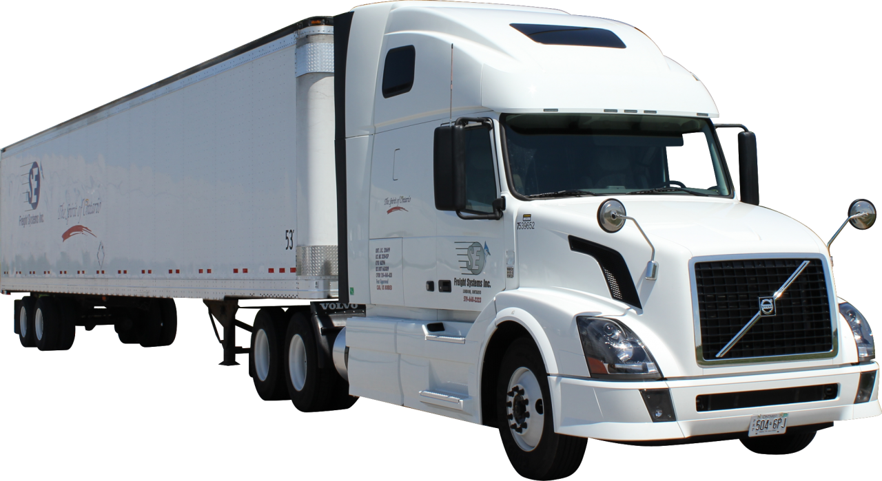 White Sleeper Cab Semi Truck With Long Freight Trailer PNG Clipart