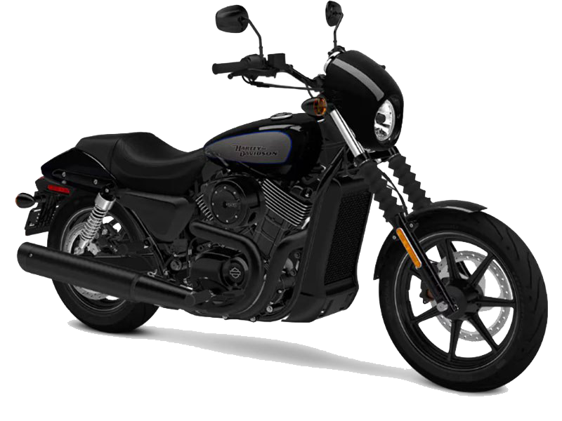 Black Harley Davidson Cruiser Motorcycle Cartoon Style Isolated PNG Image