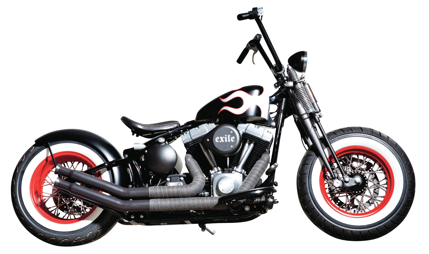Black Harley Davidson Cruiser Motorcycle With Red Rim Accents Isolated PNG Image