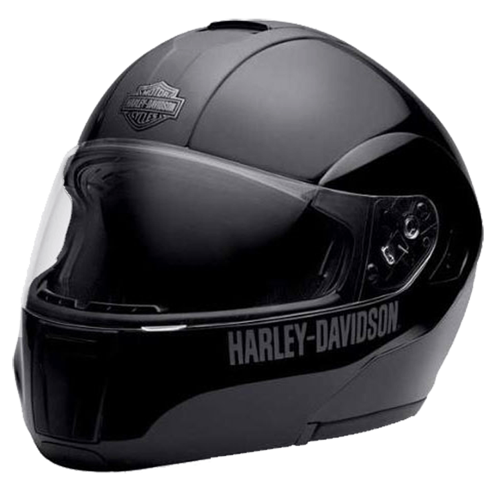 Black Harley Davidson Motorcycle Helmet With Gloss Finish PNG Product Photo
