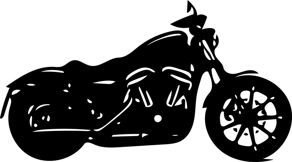 Black Harley Davidson Motorcycle Silhouette Side View PNG Graphic