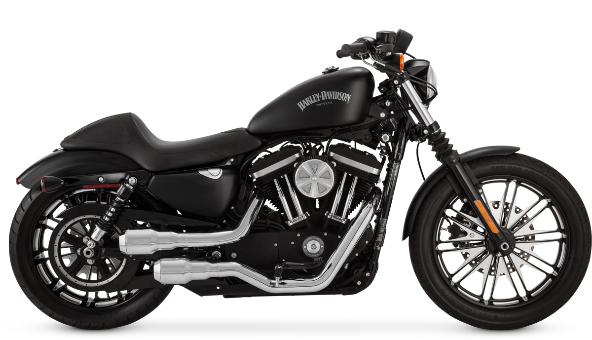 Black Harley Davidson Sport Motorcycle With Spoked Front Wheel PNG Graphic