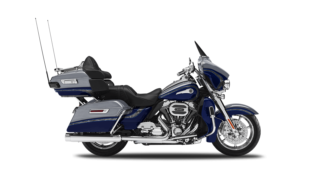 Blue Harley Davidson Touring Motorcycle With Saddlebags Transparent PNG Image
