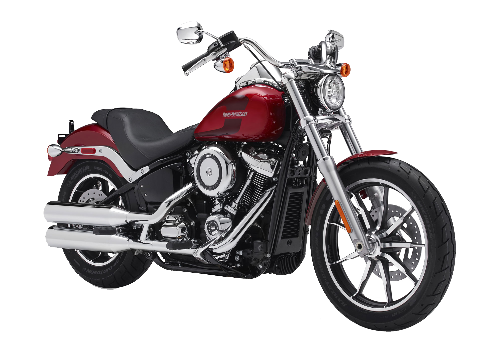 Burgundy Harley Davidson Cruiser Bike With Chrome Engine PNG Motorcycle Photo