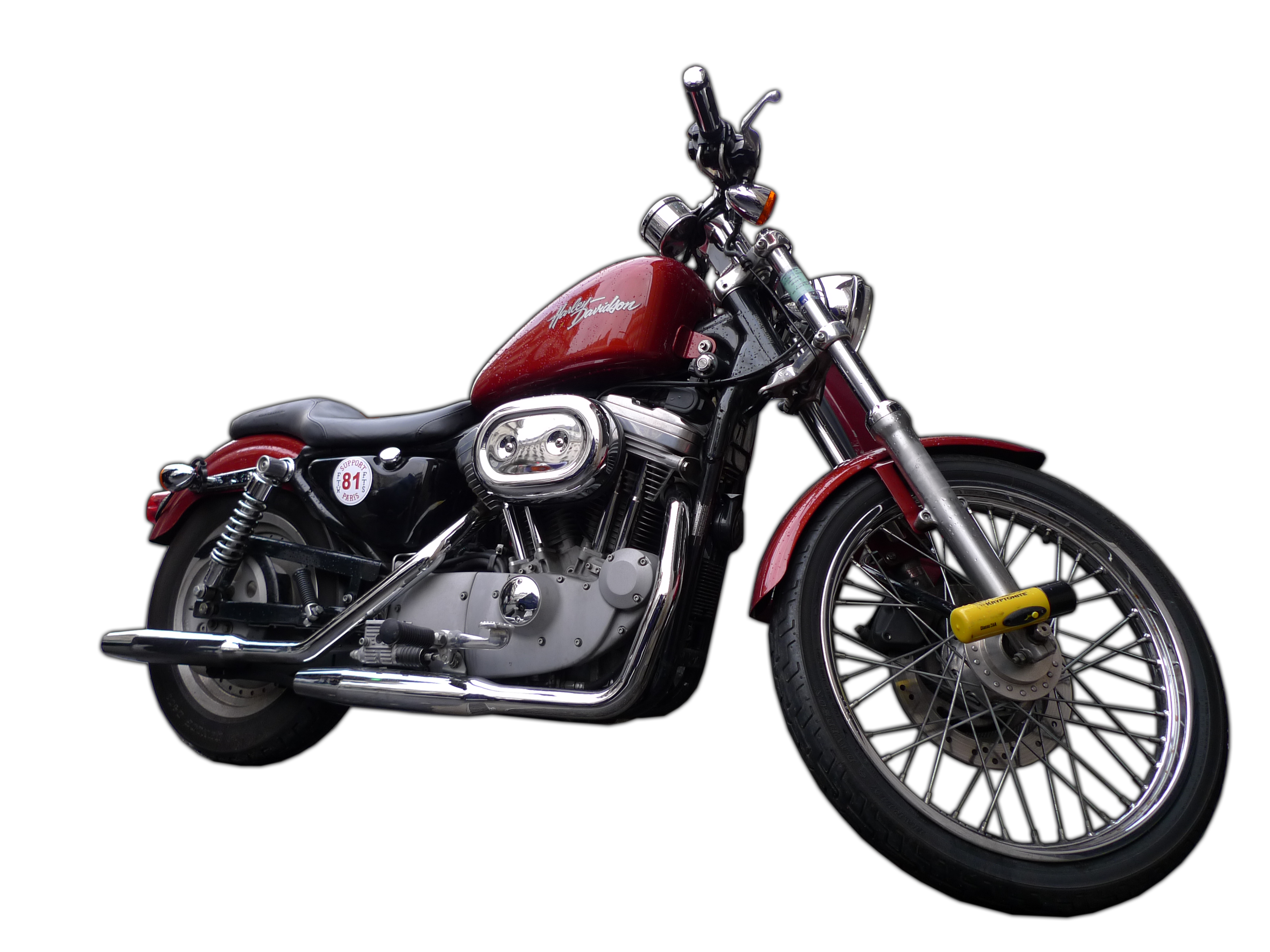 Burgundy Harley Davidson Cruiser Motorcycle With Black Frame PNG Graphic
