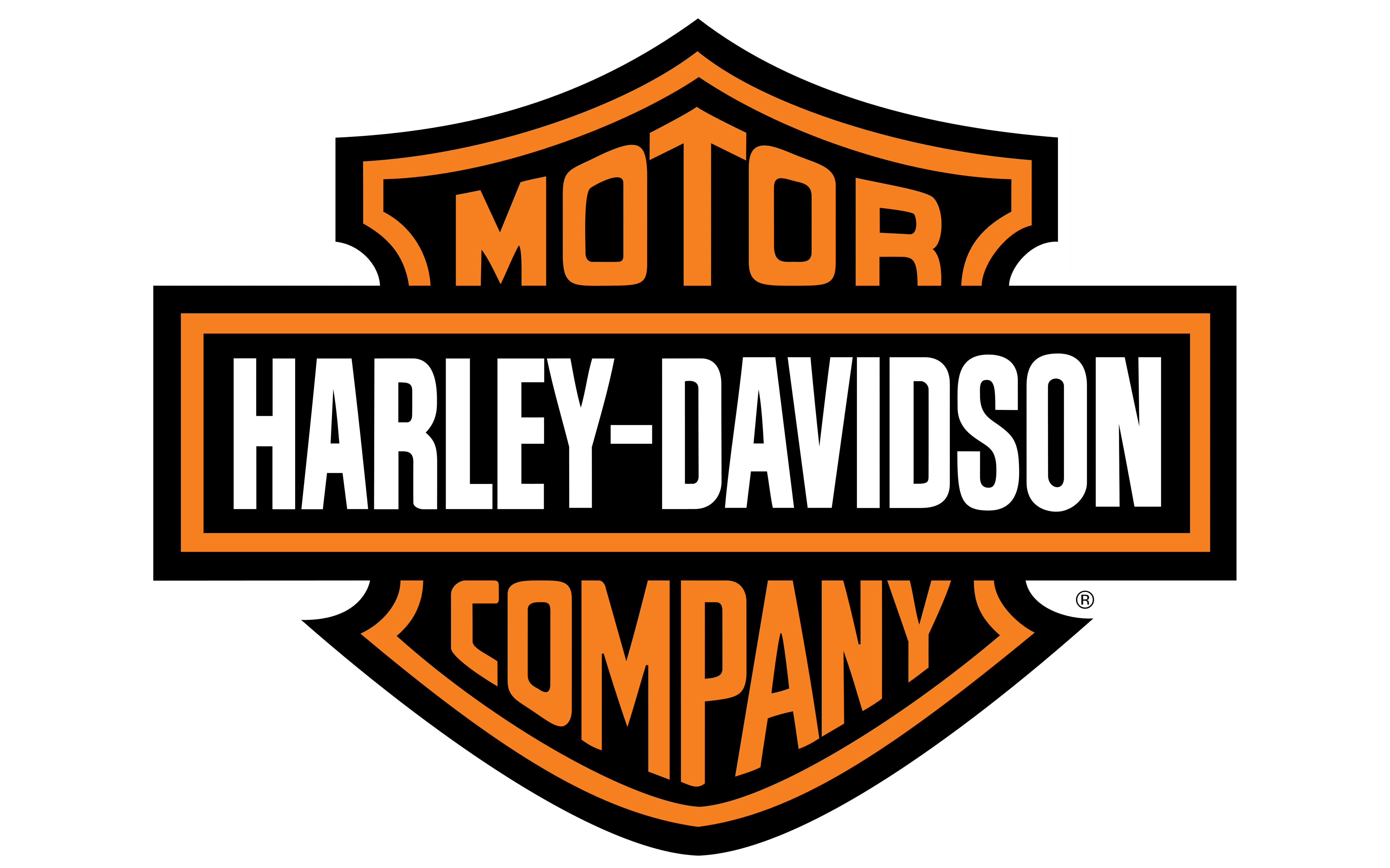 Harley Davidson Motor Company Orange Shield Logo Transparent PNG Emblem