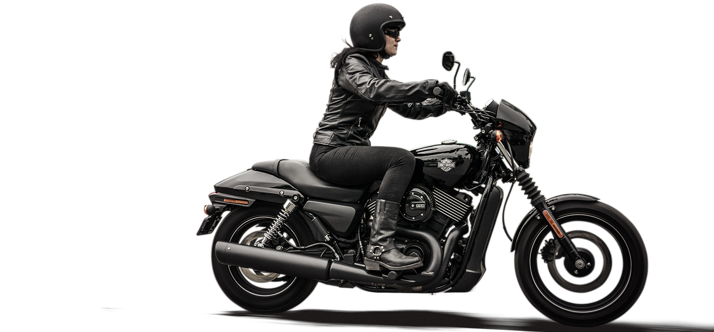 Motorcyclist Riding Black Harley Davidson Cruiser With Helmet PNG Illustration
