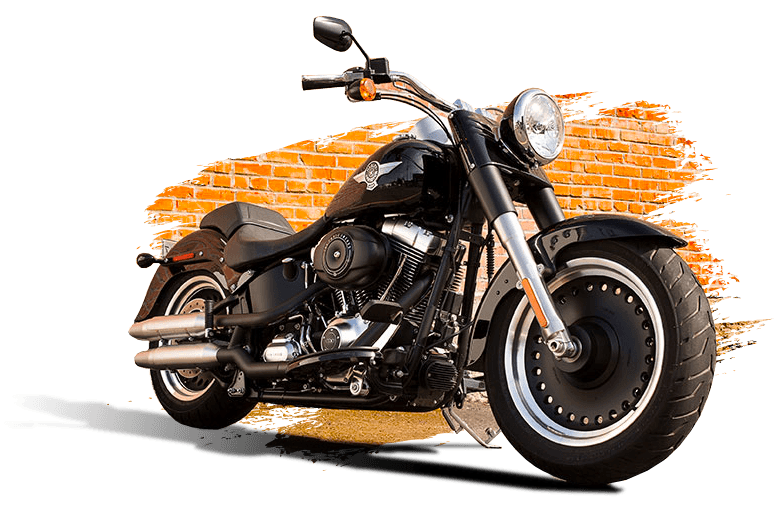 Orange Custom Harley Davidson Chopper With Fiery Background PNG Artwork
