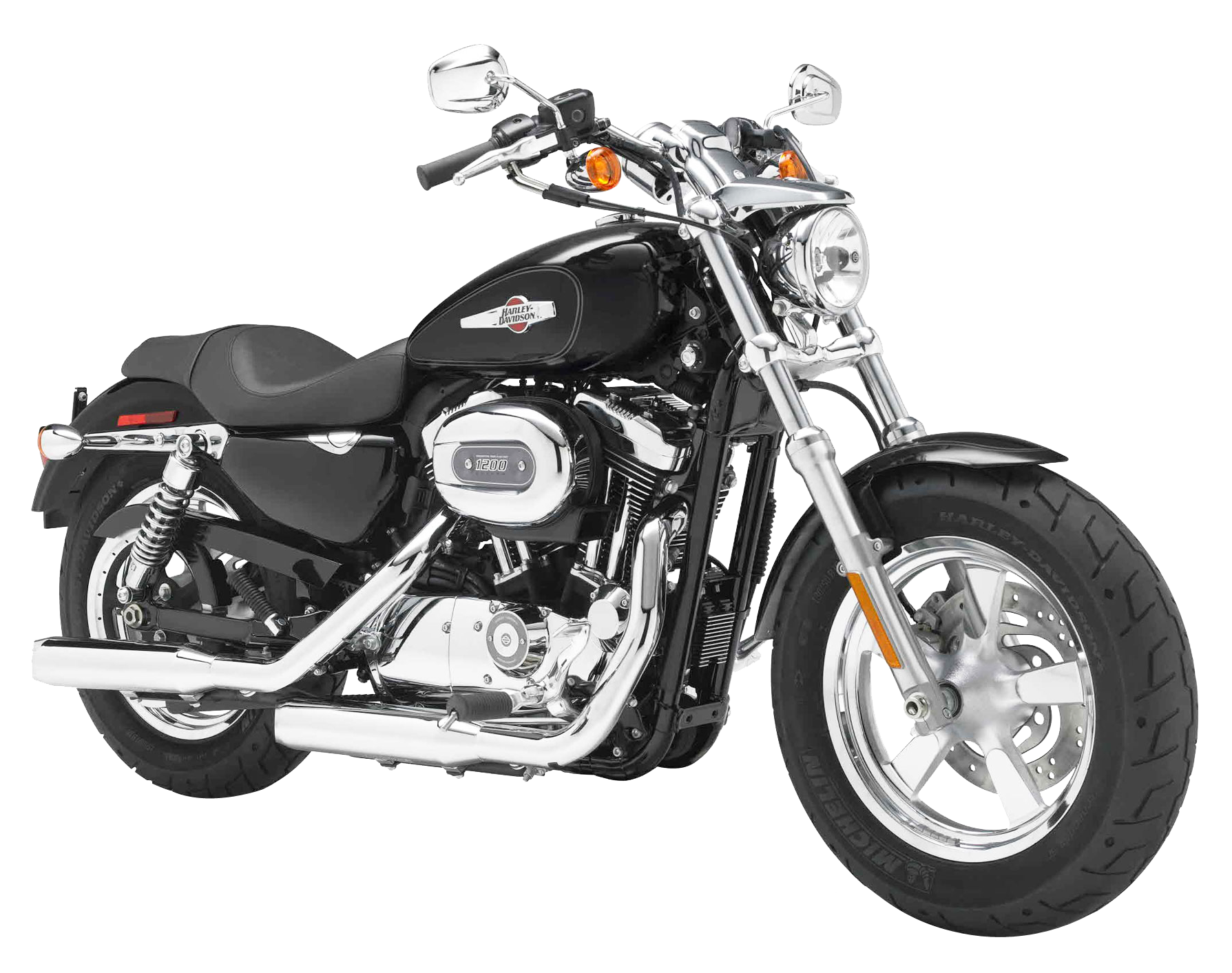 Silver And Black Harley Davidson Cruiser With Chrome Details PNG Image