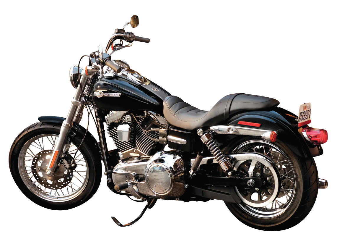 Weathered Black Harley Davidson Vintage Motorcycle With Brown Saddle PNG Photo