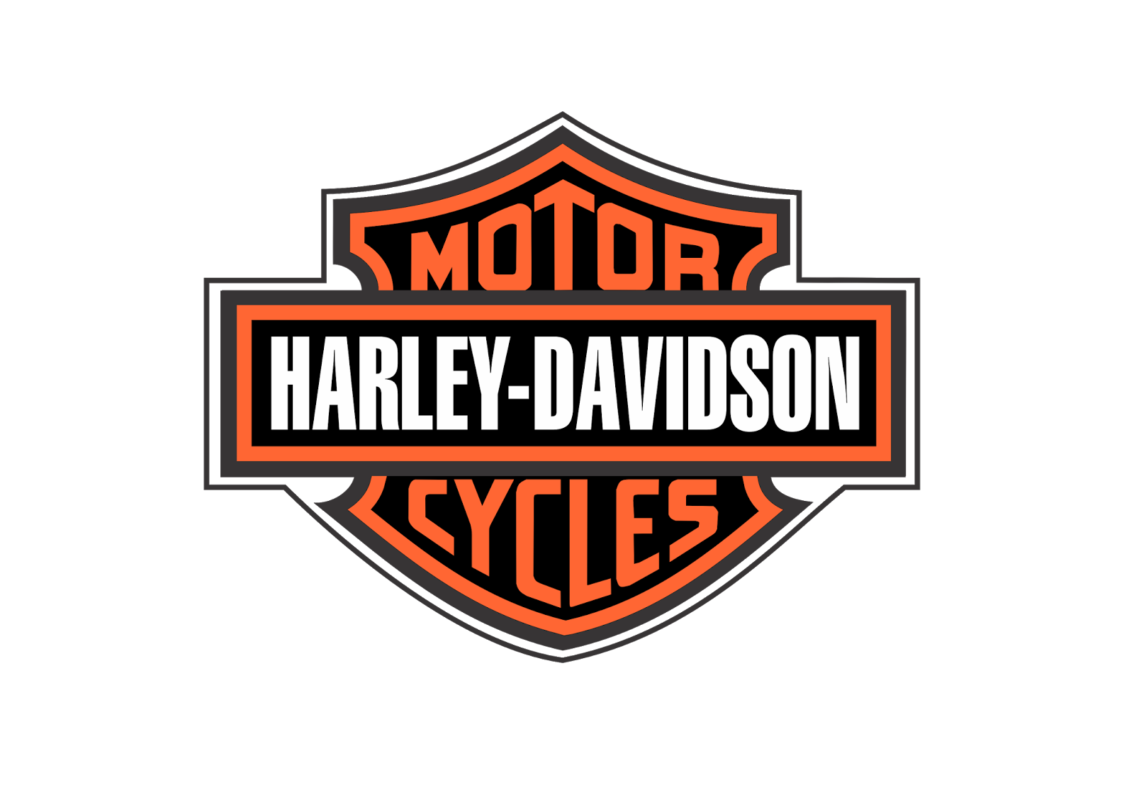Harley Davidson Motor Cycles Orange Shield Brand Logo PNG Emblem