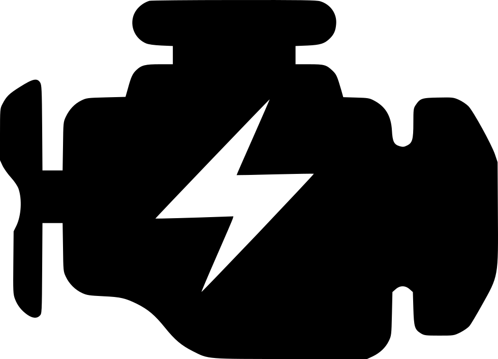 Black Check Engine Symbol With Lightning Bolt Transparent PNG Icon
