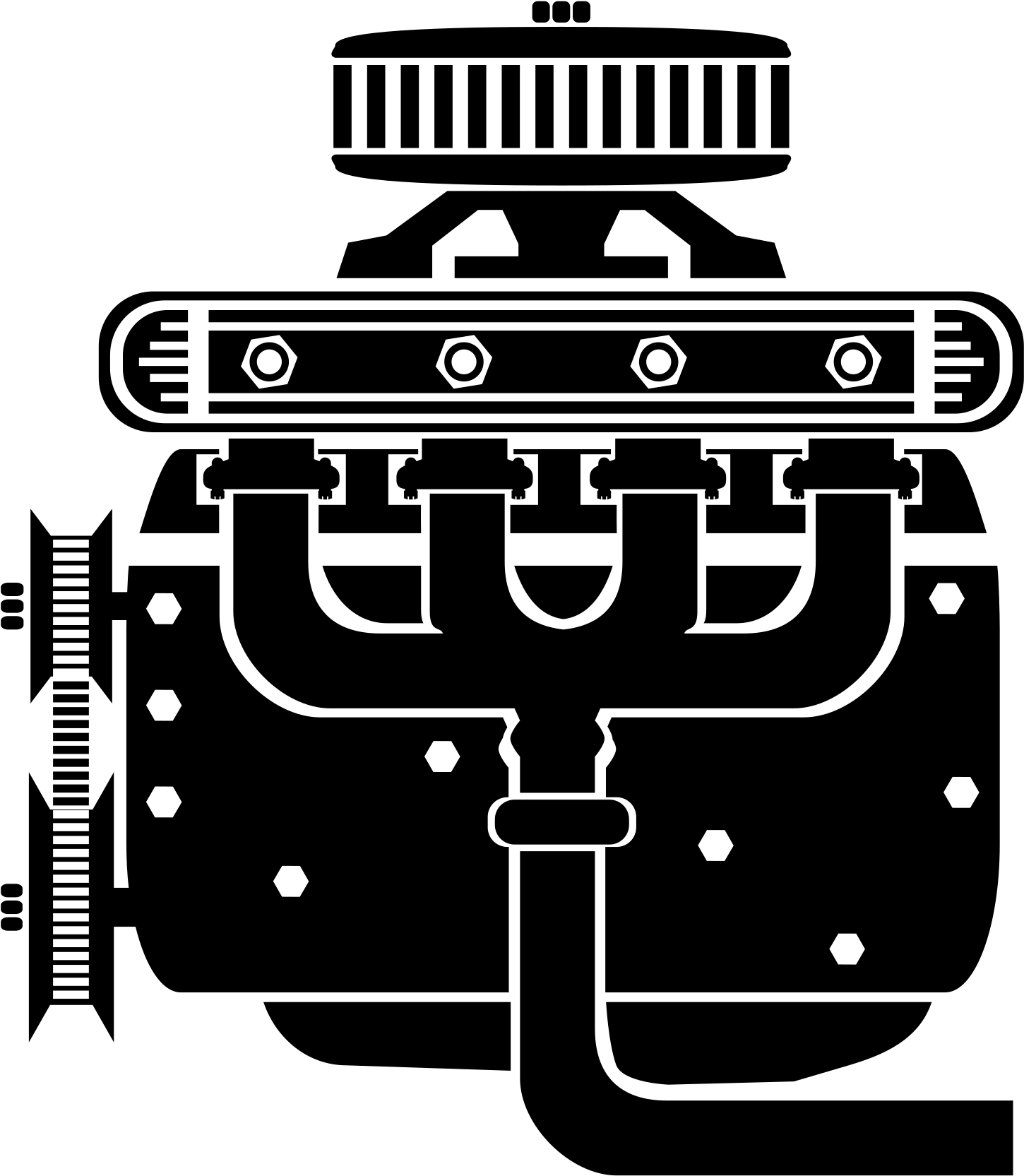 Black Outline Engine And Carburetor Symbol Transparent PNG Icon
