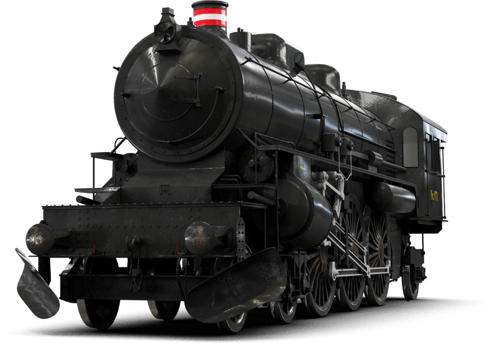 Classic Black Steam Locomotive With Coal Tender Isolated PNG Illustration