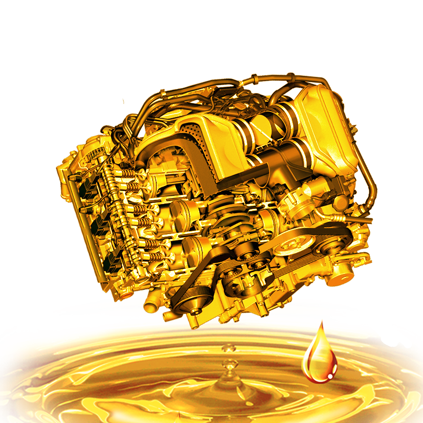 Golden Car Engine Floating Above Liquid Gold Splash PNG Artwork