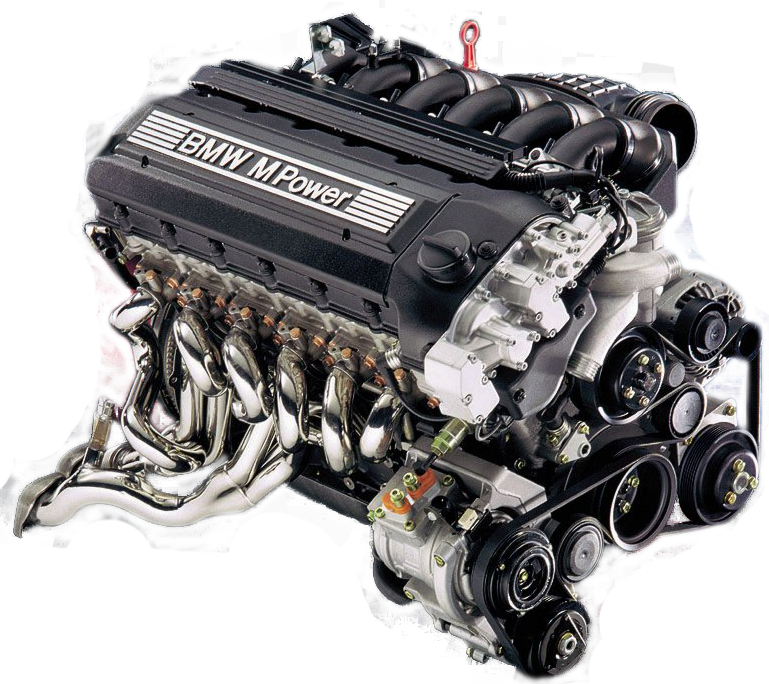High Performance V8 Car Engine With Headers And Exposed Exhaust PNG Image