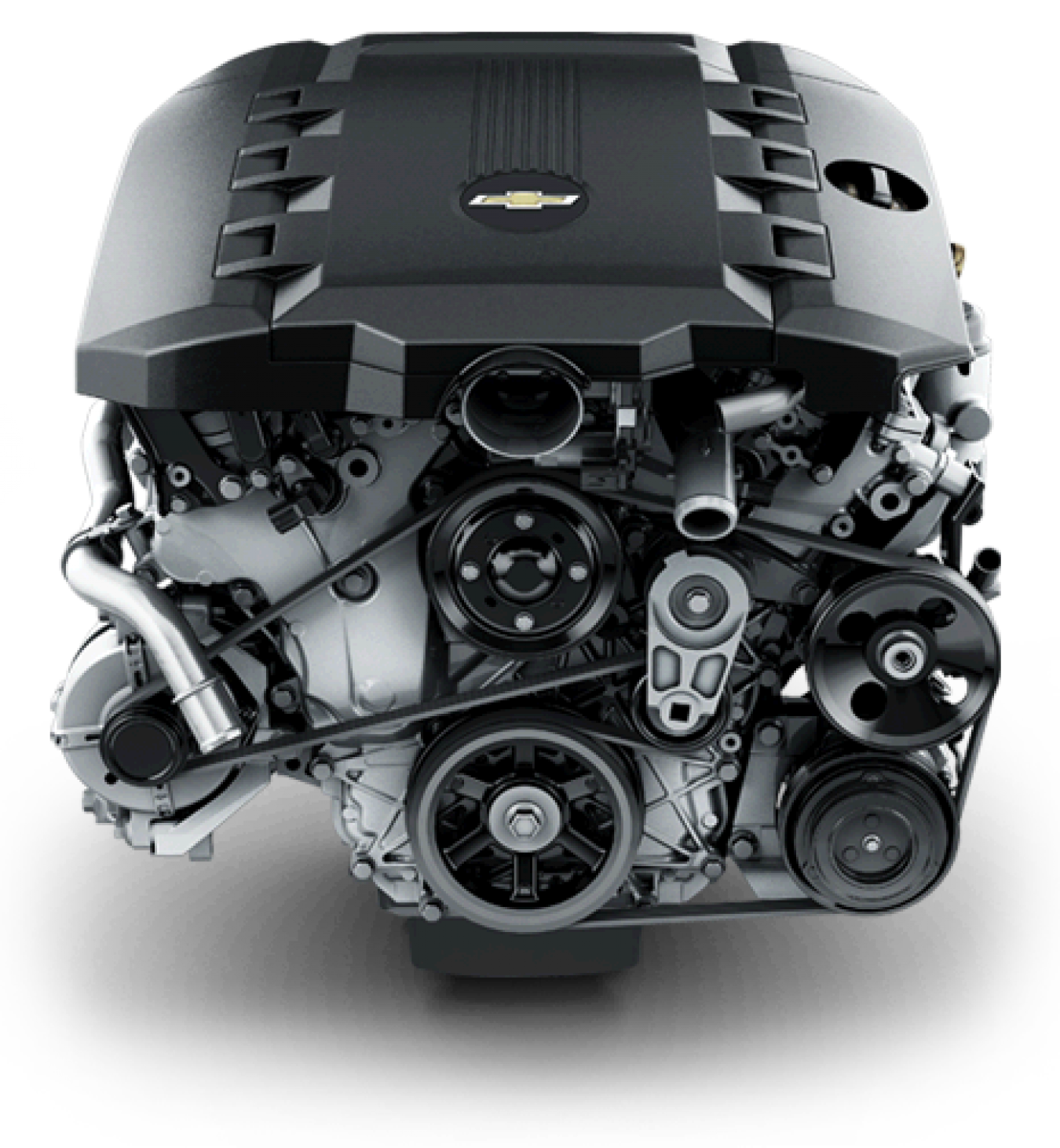 Modern Car Engine With Large Black Plastic Cover PNG Photo