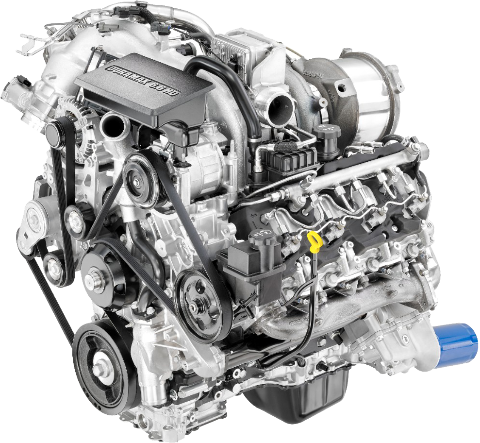 Silver Automotive Engine Block With Intake And Belt Drive PNG Illustration