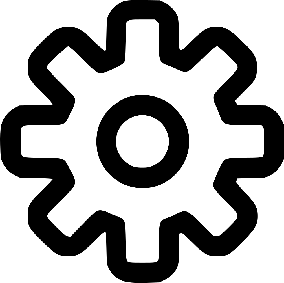 Simple Black Mechanical Gear Cog Outline Transparent PNG Icon