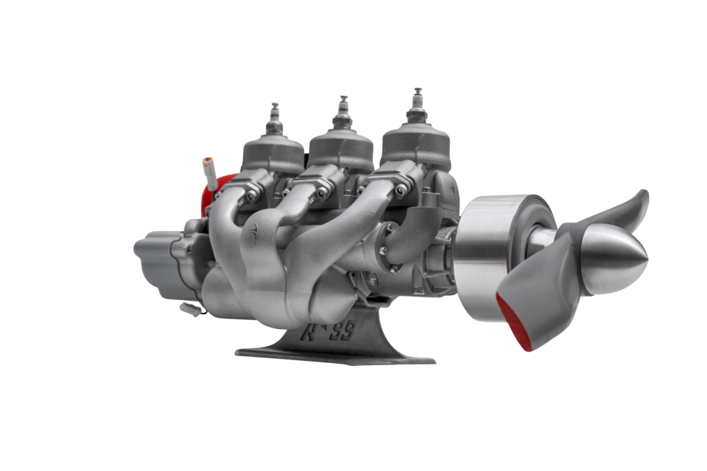 Twin Propeller Aircraft Piston Engine Assembly Isolated PNG Image