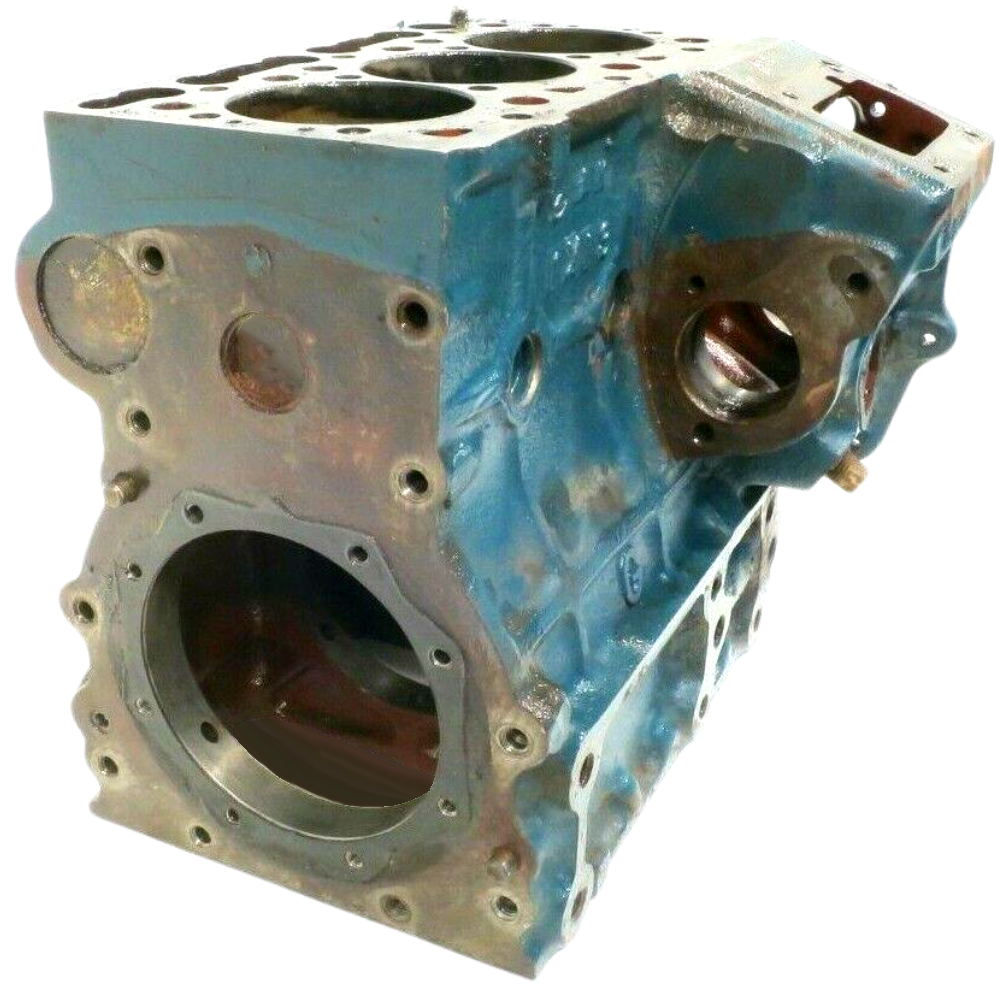 Weathered Blue Engine Cylinder Block with Bores