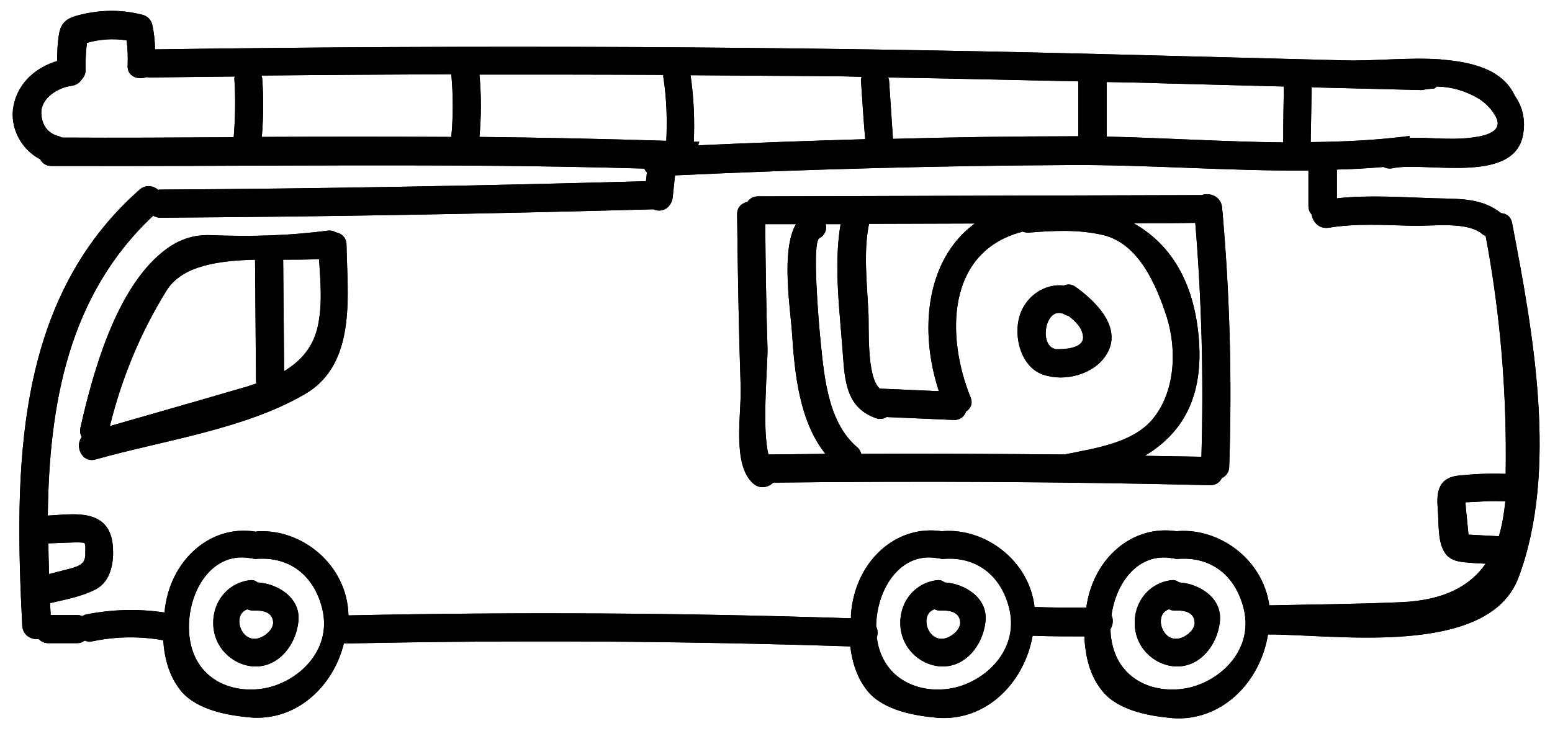Black And White Fire Truck Bus Side Outline With Roof Ladder PNG Drawing