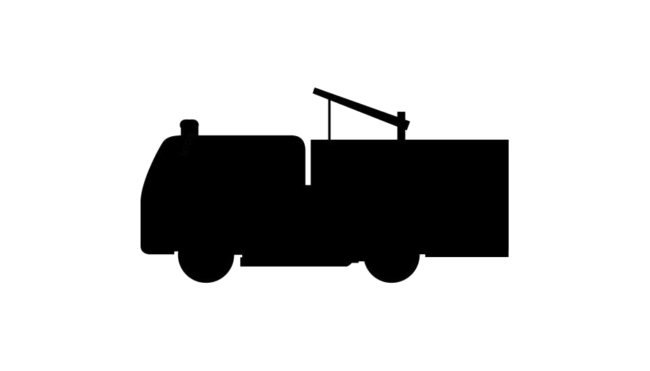 Black Fire Truck Silhouette With Roof Ladder And Hose Reel PNG Icon