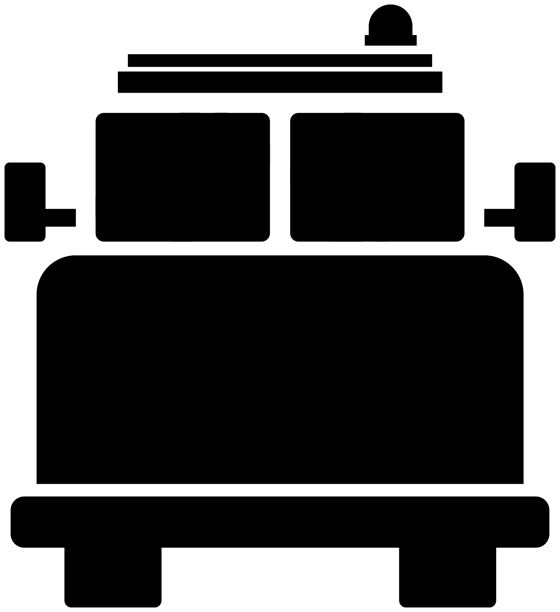 Black Front View Fire Engine Silhouette With Roof Ladder PNG Icon