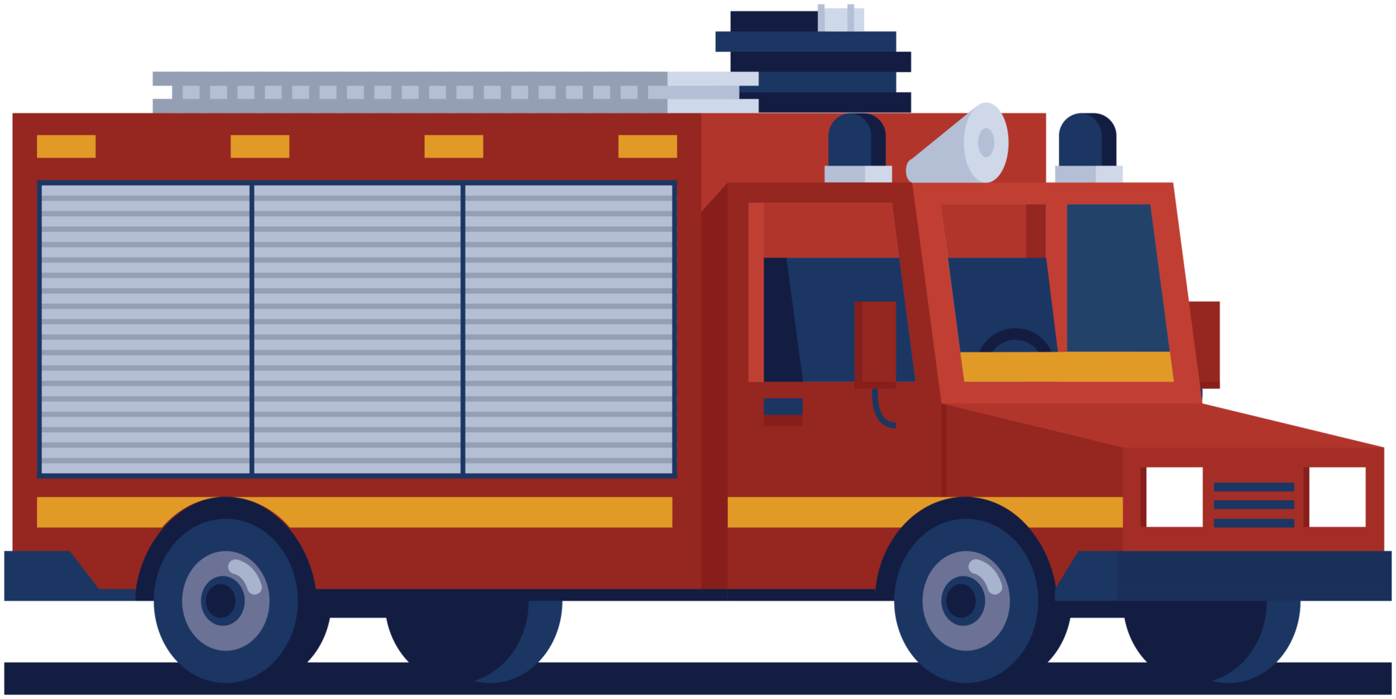 Blue And Red Pixel Art Fire Truck With Side Panel Details PNG Graphic