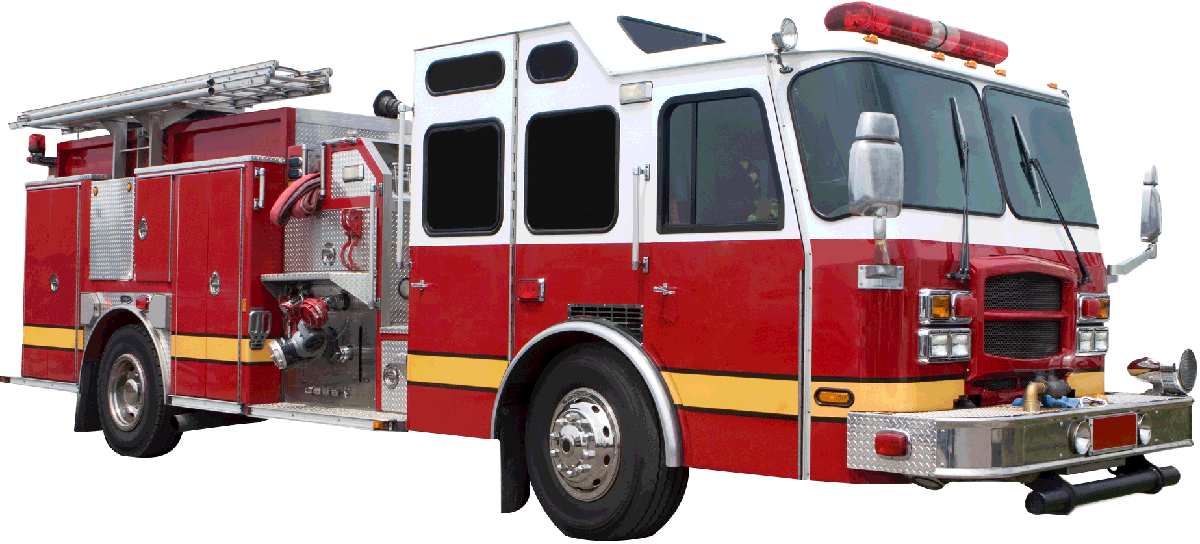 Red And White Fire Rescue Engine Truck Side View Transparent PNG Image