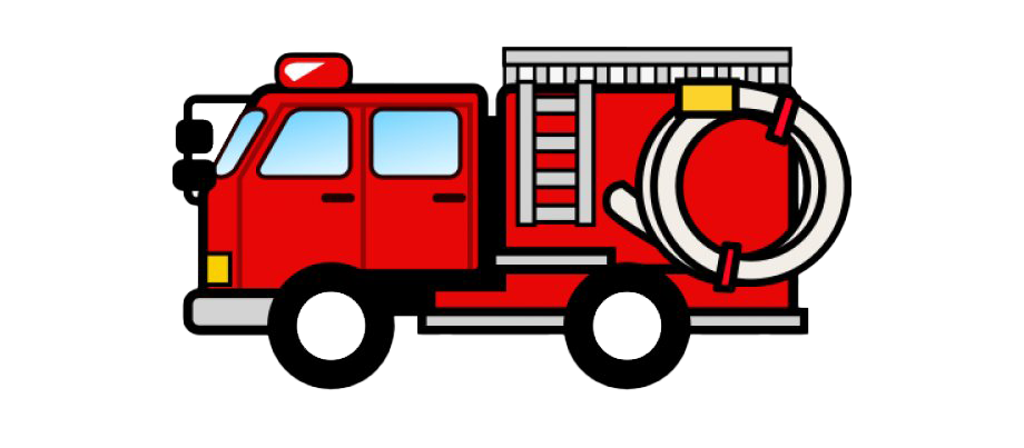 Red Fire Truck Side Profile With Hose Reel And Roof Ladder PNG Graphic