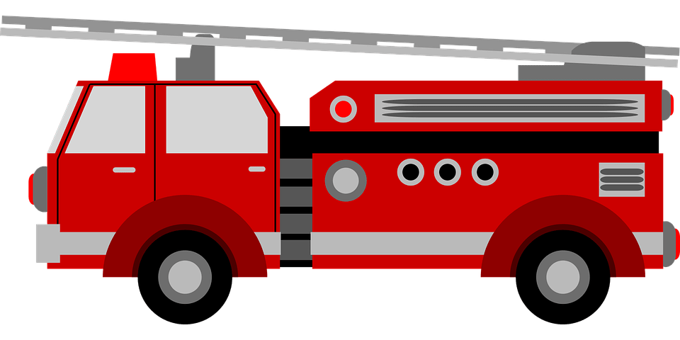 Red Gray Fire Engine With Side Equipment Compartments PNG Clipart