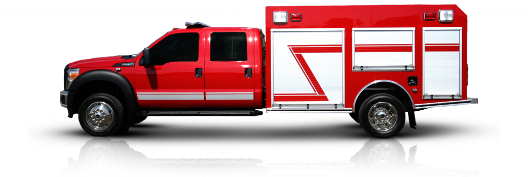 Red Rescue Truck with White Equipment Compartments