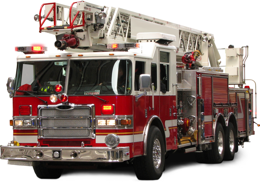 Red Pumper Fire Truck With Chrome Cab And Rescue Equipment PNG Image