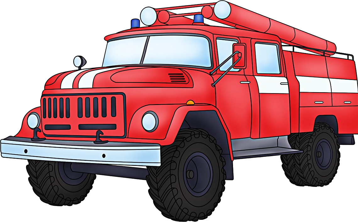 Red Vintage Fire Truck With Blue Lights And Oversized Tires PNG Illustration